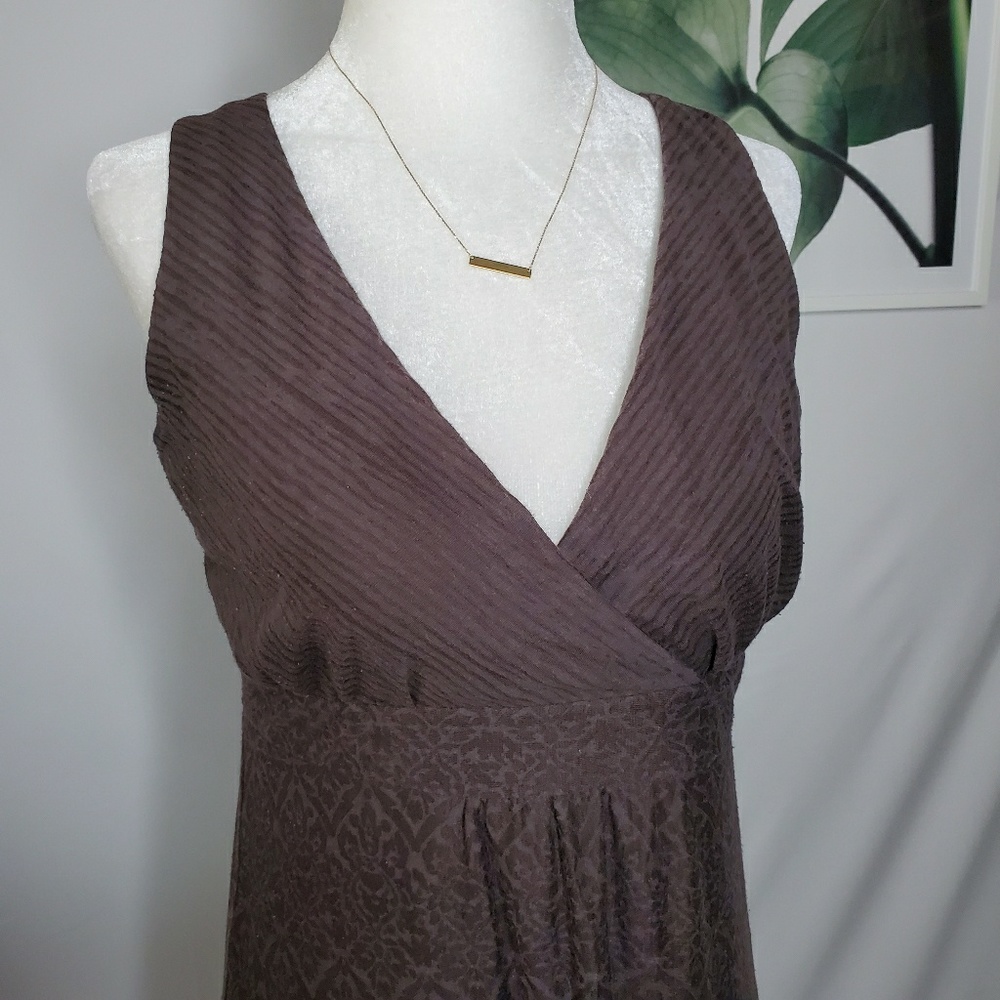 Athleta Las Palmas Dress Boho Paisley Brown V Neck - Picture 3 of 7